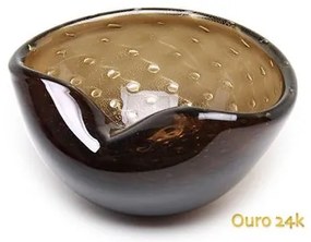 Bowl 1 Tela Fumê Com Ouro Murano Cristais Cadoro BOWL 1 TELA FM C/OURO-LV
