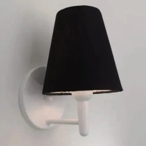 Arandela Cone Md-2004 Base Branco Cúpula em Tecido 14/14x07cm Preto - Bivolt