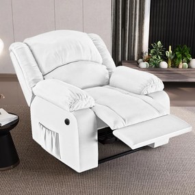 Poltrona do Papai Reclinável Sala de Cinema Madrid Power Elétrica USB PU Branco G23