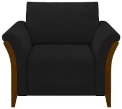 Poltrona Decorativa Sala de Estar 102cm Pés Madeira Roya Z32 Veludo Pr