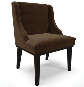 Cadeira Decorativa Sala de Jantar Base Fixa de Madeira Firenze Suede Marrom/Preto G19 - Gran Belo