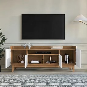 Rack Adria 1.80 Branco/Cedro - Casa D Móveis