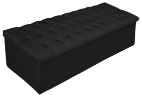 Recamier Baú Estofada Mel 195 cm King Size Com Capitonê Suede Preto - ADJ Decor
