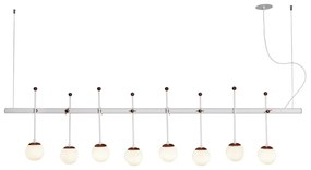 Pendente Varal 42X180X20Cm 08Xg9 Globo Ø12Cm - Usina 50000/8 (CB-M - Cobre Metálico, Branco (Fosco))