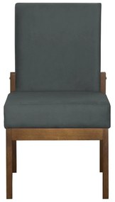 Kit 04 Cadeiras de Jantar Helena Suede Cinza Grafite