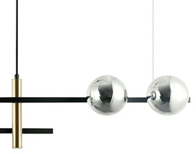 Pendente Bambu Metal Preto E Bronze Vidro Fume 31,5X104X22Cm 4Xg9 | Be...