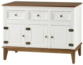 Buffet Antoine 3 Portas e 3 Gavetas cor Branco com Amendoa 114 cm - 62642 Sun House