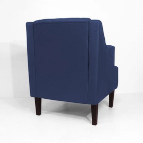 Poltrona Classic Suede Azul Marinho Pés Palito Sala, Quarto, Decoração