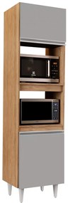 Paneleiro Torre Quente para Cozinha 02 Portas Ruth Castanho e Cinza 56 cm - D'Rossi