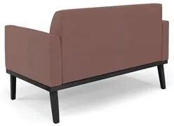 Sofá Namoradeira e 2 Poltronas Base Madeira Preto Maressa Veludo Rosê