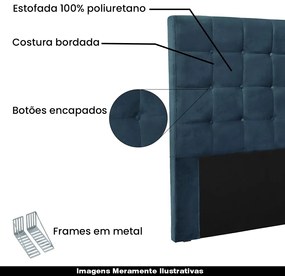 Cabeceira Decorativa Casal 1,40M Tropea Veludo Azul Marinho G63 - Gran Belo