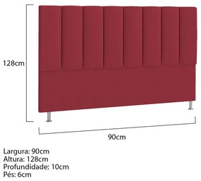 Cabeceira Solteiro Hannover P04 90 cm Suede - ADJ Decor