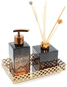 Bandeja Lavabo Decorativa Espelhada Retangular Plataforma Decora&ccedil;&atilde;o Dourada