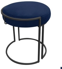Puff Redondo Base Industrial Preto Kit 2 Love Suede D03 - D'Rossi  - Azul Marinho