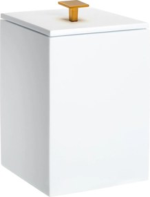 Lixeira de Piso Resina Branco - Ouro Escovado  Ouro Escovado