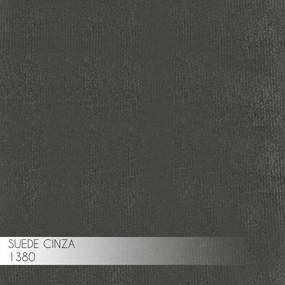 Banqueta Decorativa Billie Base Preta Suede Cinza G41 - Gran Belo