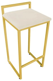 Banqueta Alta Industrial Pietra Suede Bege Base Dourado D'Rossi