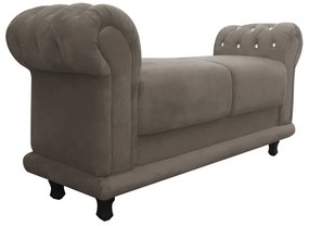 Recamier Barcelona Namoradeira Calçadeira Suede com strass D'Rossi - Marrom Rato