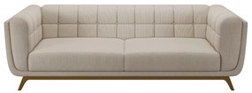 Sofá Decorativo Sala de Estar 240cm Rocket 3 Lugares Base Madeira Linho Off White G45 - Gran Belo