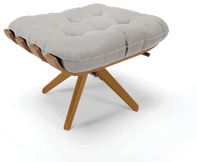 Poltrona com Puff Giratório Costela Veludo Base de Madeira MA30 M11 - D'Rossi - Cinza