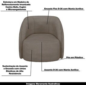 Kit 2 Poltronas Decorativas Clarke Veludo Bege G45 - Gran Belo