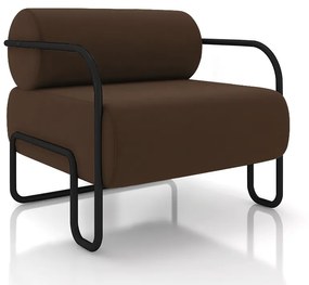 Poltrona Sala de Estar Industrial Preto Ameli Veludo K01 - D'Rossi - Marrom