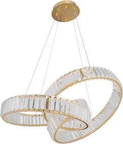 Pendente Led Cristal Metal Dourado 90W 3000K Andreza