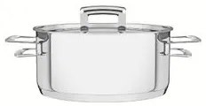 Caçarola Tramontina Brava Rasa Aço Inox com Tampa Plana 16 cm 1,4 L