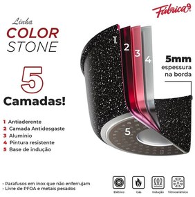 Conjunto com 4 Panelas de Titânio Black 5mm + 3 Tampas de vidro