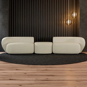 Sofá Versátil Sala de Estar Egito 362cm Modulado Bouclê Bege Claro G52 - Gran Belo