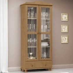 Cristaleira de Madeira 85cm 2 Portas de Vidro Rubia Freijó F07 - Mpoze