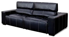 Sofá Sullivan Retrátil Reclinável 2 Lugares Couro Preto 252cm - 69977 Sun House