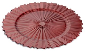 Sousplat de Plástico Vermelho Com Relevo e Lateral Em Recortes 33cm - D'Rossi