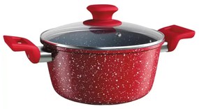 Caçarola Titânio Red 22cm + Tampa de vidro