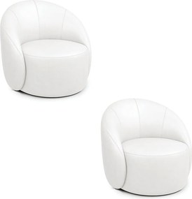 Poltrona Decorativa Orgânica Giratória kit 2 Lua Sintético PU D03 - D'Rossi  - Branco
