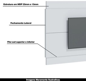 Painel Decorativo Sala de Estar 218cm Julien Branco Acetinado G29 - Gran Belo