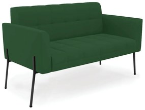 Sofá Namoradeira e 2 Poltronas Pé de Ferro Preto Elisa Veludo D03 - D'Rossi - Verde