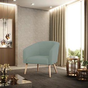 Poltrona Decorativa Pé Palito Natural Stella Cotelê Ext/Veludo D03 - D'Rossi - Menta
