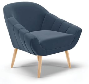 Poltrona Giovana Suede Azul Marinho Pés Palito Natural - Indo Decorar