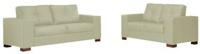 Conjunto Sofá 2 e 3 Lugares Sala de Estar kenny Couro Off White G43 - Gran Belo