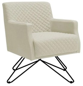 Poltrona Decorativa Nagoya Base Orby Veludo Bege G15 - Gran Belo