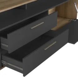 Rack TV 75 Pol 200cm Com LED 1 Porta Mova Mel/Grafite A05 - Mpozenato