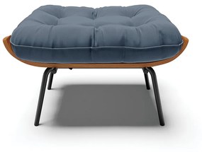 Puff Costela Suede Azul Marinho Base Metálica Preto - D'Rossi