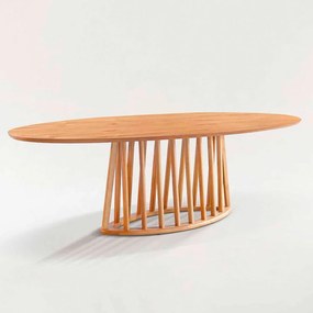 Mesa de Jantar Verbena Oval Tampo Laminado Base Madeira Maciça Tauari