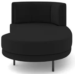 Chaise Longue Divã 164cm Braço Esquerdo Logus D06 Veludo Preto - Mpoze