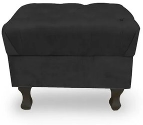 Kit 2 Puffs Decorativos Retrô Luis Xv Capitonê Suede Preto - Preto