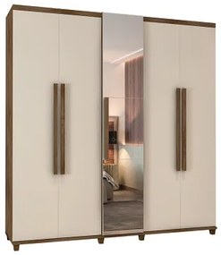 Guarda-Roupa Munique C/Espelho Freijó com Off White – RV Móveis