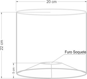 Cúpula Abajur Cilíndrica Cp-7007 Ø20x22cm Algodão Crú