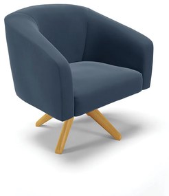 Sofá Namoradeira e Poltrona Giratória MA30 Stella Suede D03 - D'Rossi - Azul Marinho