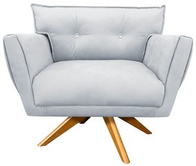 Kit 1 Namoradeira 2 Lugares e 2 Poltronas Giratória Anitta com Strass Suede Pés Palito Castanho - Cinza